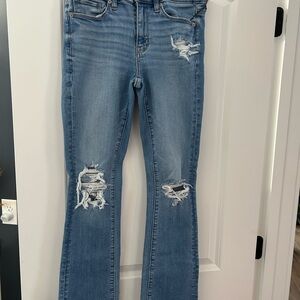 American Eagle Outfitters Light Blue Distressed High Rise Skinny Kick Jeans